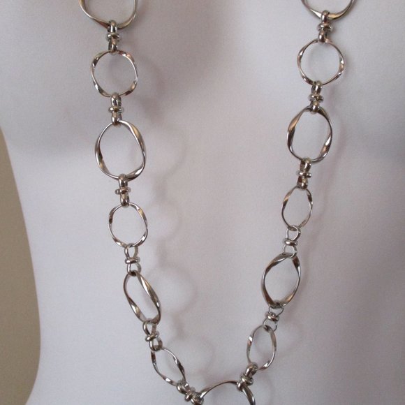 Banana Republic Gold and Silver Rattan Link Necklace NWT 45 each Set of 2 - Picture 11 of 14